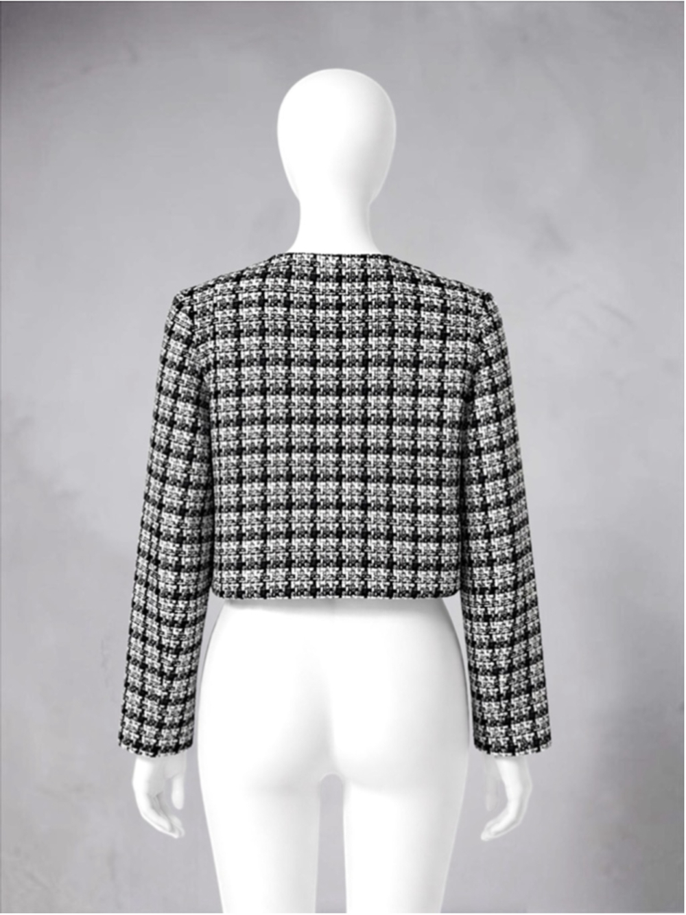 H&M Black & White Plaid Bouclé Jacket – Size M | Silver Button Detail - Picture 7 of 10